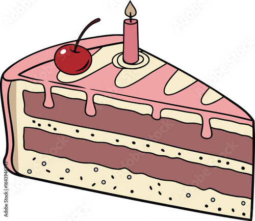 Realistic Birthday Cake Illustration for Celebration Art. Delicious Realistic Birthday Cake for Party Design. Elegant Realistic Birthday Cake for Special Occasion. Gourmet Realistic Birthday Cake