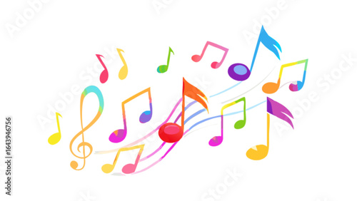 Colorful music notes vector illustration for musical background and creative design needs 100