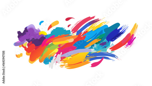 Abstract colorful paint brush strokes vector design for background and decoration element one hundred char
