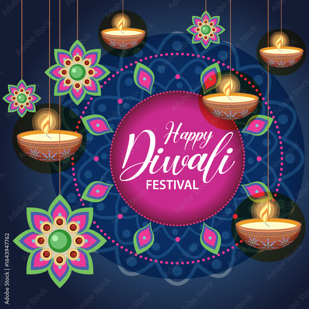 Naklejka premium Happy Diwali Indian festival banner celebration images