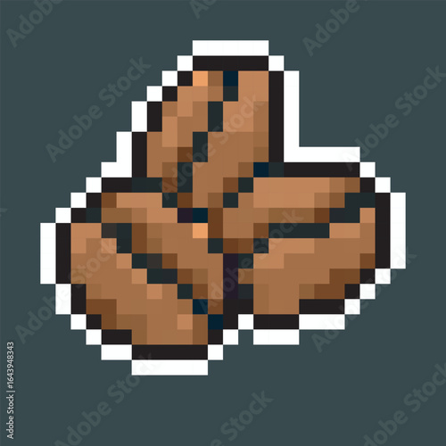 coffee bean in pixel art style with isolated background and outline