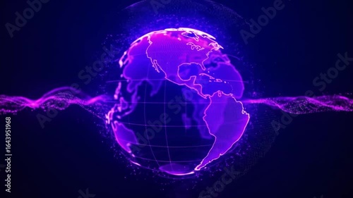 Futuristic Earth Globe Animation with Glowing Particles and Digital Connections in a Dark Space