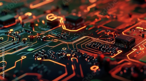components stretching electronic board