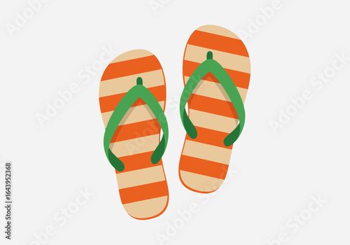 Illustration of orange and green striped flip-flops, perfect for a day at the beach or casual wear.