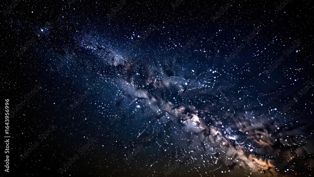 Fototapeta premium Magnificent Milky Way Galaxy Shining Brightly in the Dark Night Sky Displaying Countless Stars and Celestial Beauty Revealing the Vastness of the Universe