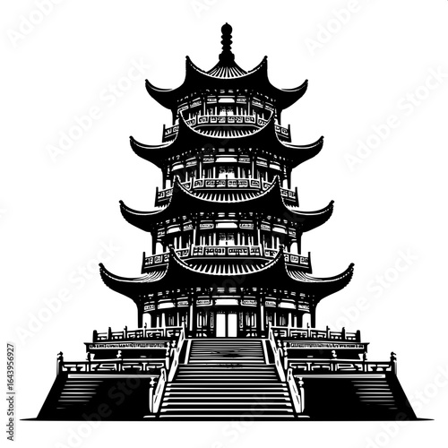 Silhouette of a Chinese Pagoda