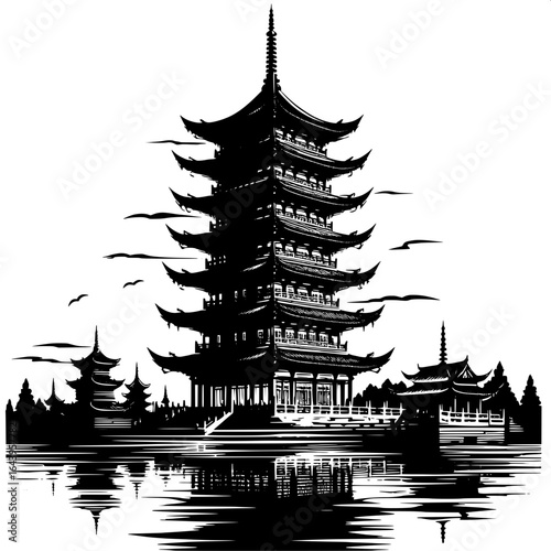 Silhouette of a Chinese Pagoda