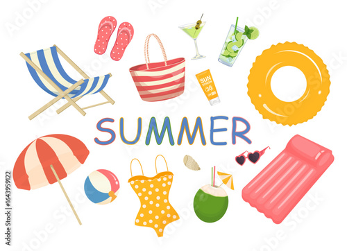 Summer vacation accessories creating holiday mood