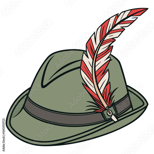 Green bavarian hat with feather, a traditional german oktoberfest costume accessory and cultural symbol of celebration