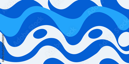 Abstract blue seamless pattern of flowing waves, a vector illustration for a modern ocean-themed design backdrop