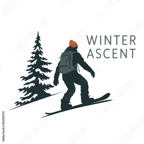Snowboarder with backpack silhouette alpine touring and backcountry concept vector isolated on white background