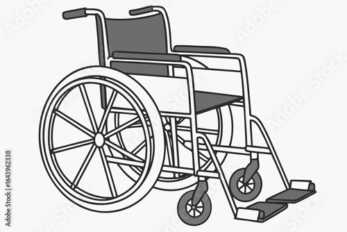 A simple line drawing of a wheelchair isolated on white background