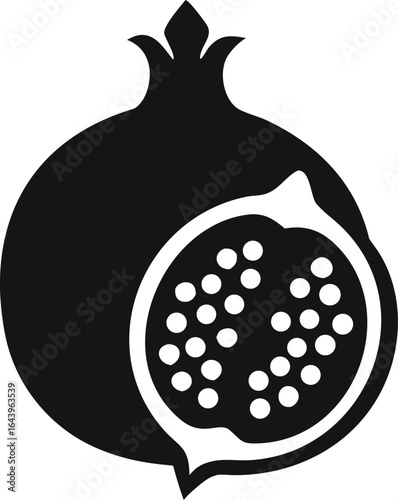 Illustration of a vintage meat grinder with a pomegranate fruit on a white background