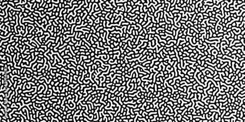 Abstract truing organic wallpaper Turing reaction diffusion monochrome seamless pattern with chaotic motion. Organic lines in Memphis. abstract Turing organic wallpaper background. Vector illustration