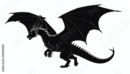 Black silhouette dragon design illustration