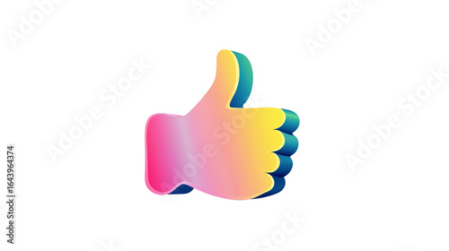 Thumbs up hand emoji, modern flat gradient vector, white background