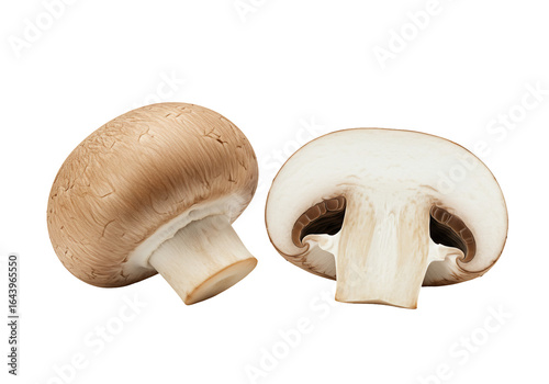 Brown cap mushroom close up isolated transparent background