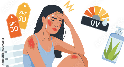Sun Safety Awareness – Sunburn and Sunstroke Vector Illustration Pack
