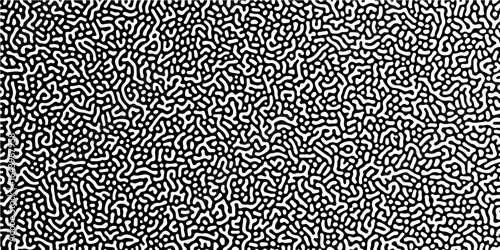 Abstract truing organic wallpaper Turing reaction diffusion monochrome seamless pattern with chaotic motion. Organic lines in Memphis. abstract Turing organic wallpaper background. Vector illustration