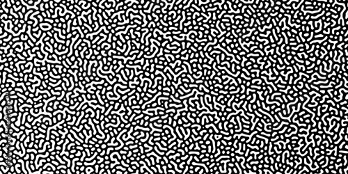 Abstract truing organic wallpaper Turing reaction diffusion monochrome seamless pattern with chaotic motion. Organic lines in Memphis. abstract Turing organic wallpaper background. Vector illustration