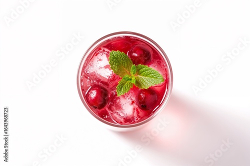 Wallpaper Mural A red mocktail with cherries and a mint sprig, with ice cubes. Torontodigital.ca