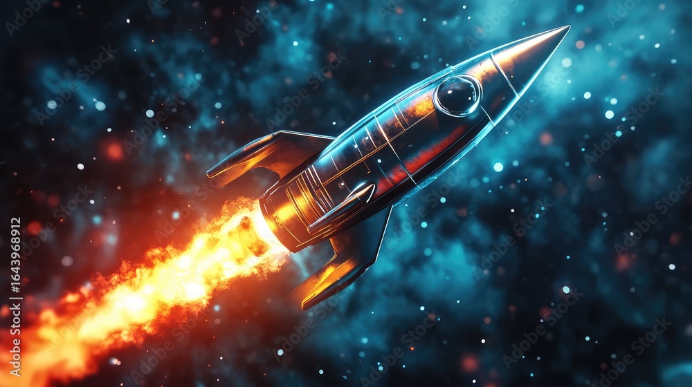 Obraz premium propulsion emitting rocket