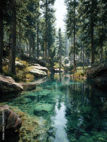 natural landscape with clear water and trees