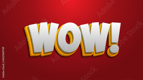 3D bold wow text with red background