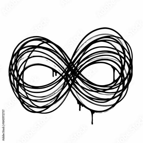 Abstract infinity symbol made with brush strokes and dripping paint