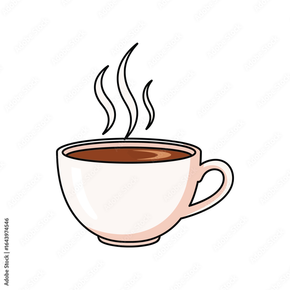 Obraz premium A steaming cup of coffee, filled with a dark brown liquid, rising steam.