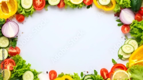 Freshly cut vegetables arranged in a frame