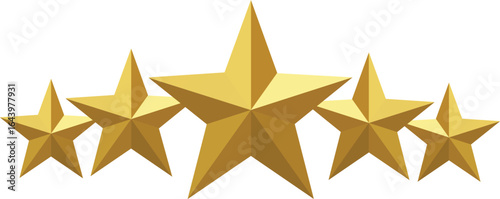 Five Gold Stars Rating Icon. Client Rating, Golden five Stars