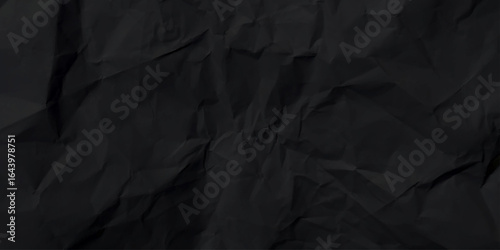 Blank white crumpled paper poster texture background. Blank black crumpled paper poster texture background. White paper wrinkled poster template, black paper sticker poster mockup on wall concept