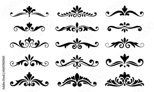 Ornament design corner set, collection, flowers floral design corner, vector eps
