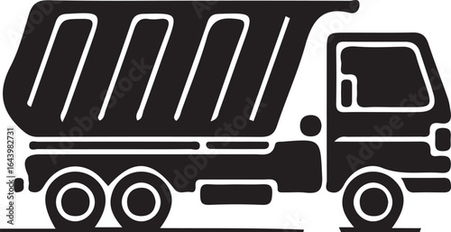 Simple black silhouette of a dump truck
