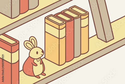 Children’s books with illustrated covers lined up on a shelf, selective focus with warm tones.