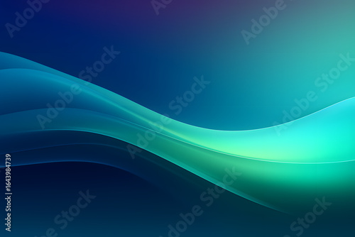 Abstract flowing wave of teal and blue light on a dark background