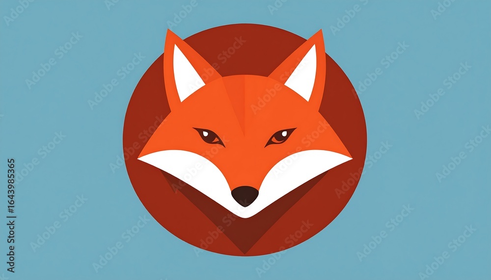 Obraz premium Flat fox head in red circle