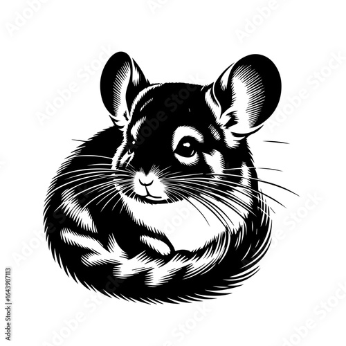 A detailed illustration of a chinchilla isolated on white background