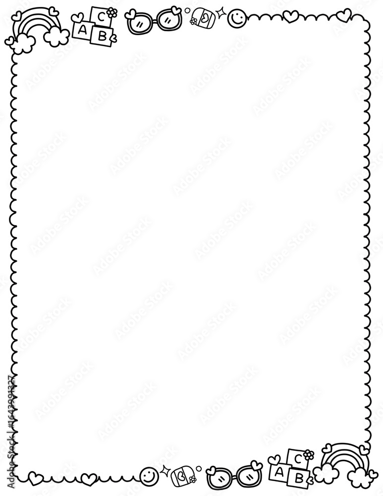Cute school supplies, frames and borders for kids, Back to School theme, hand drawn clip art style, can be used to decorate worksheets, invitation cards, posters. Cute school supplies, frames and borders for kids, Back to School theme, hand drawn clip art style, can be used to decorate worksheets, invitation cards, posters.
