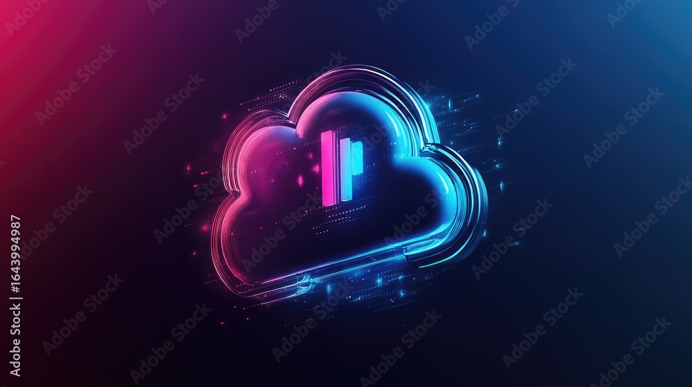 Fototapeta premium digital warping cloud upload icon