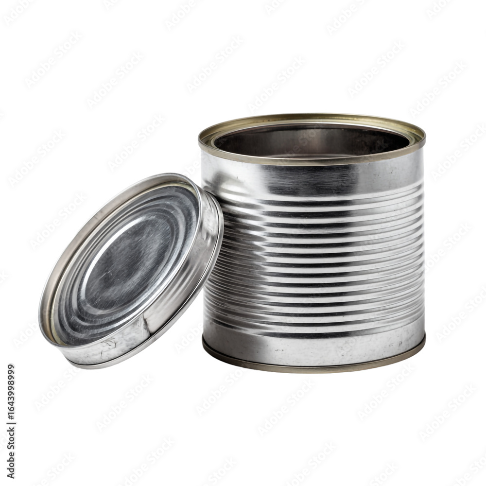 Metal tin can with open lid isolated on transparent background in a studio shot isolated on a transparent background Metal tin can with open lid isolated on transparent background in a studio shot isolated on a transparent background