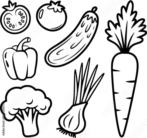 Fresh garden vegetables illustration tomato cucumber