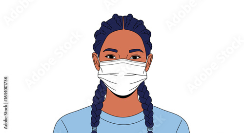Young woman wearing a face mask to prevent viral transmission during a pandemic