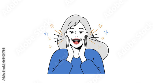 Excited woman reacts with joyful surprise to amazing news and great opportunities