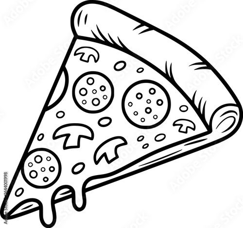 Pepperoni mushroom pizza slice with dripping cheese vector