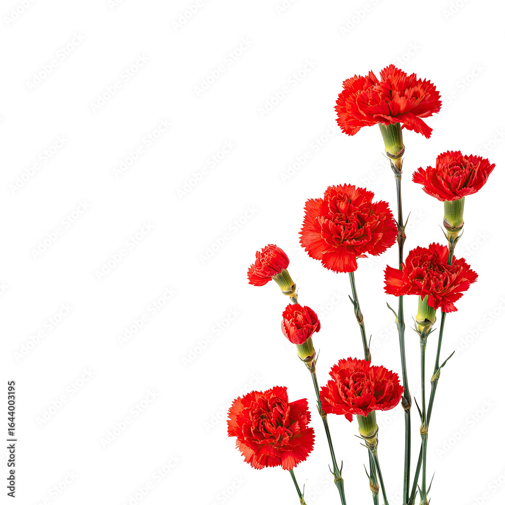 Obraz premium Red carnations in a black background