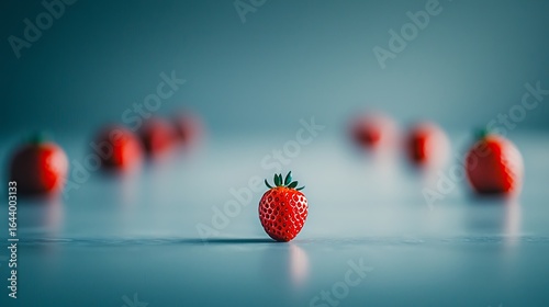 High-quality DSLR capture at 50mm lens, strawberries placed in perfect size order on pure white background, sharp foreground detail with gradual blur, diffused daylight