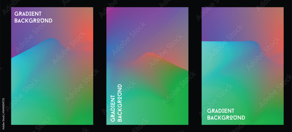 Obraz premium Blurred backgrounds set with modern abstract blurred color gradient patterns. Smooth templates collection for brochures, posters, banners, flyers,cards.and design graphic template.