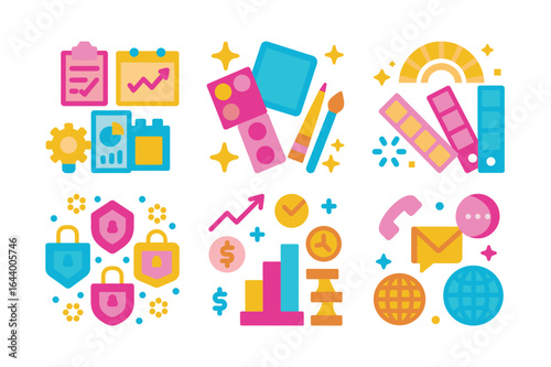 Flat Icon Business Tools and Creative Concepts Illustration in Pastel Colors Aesthetic Vector Design for Presentation Template